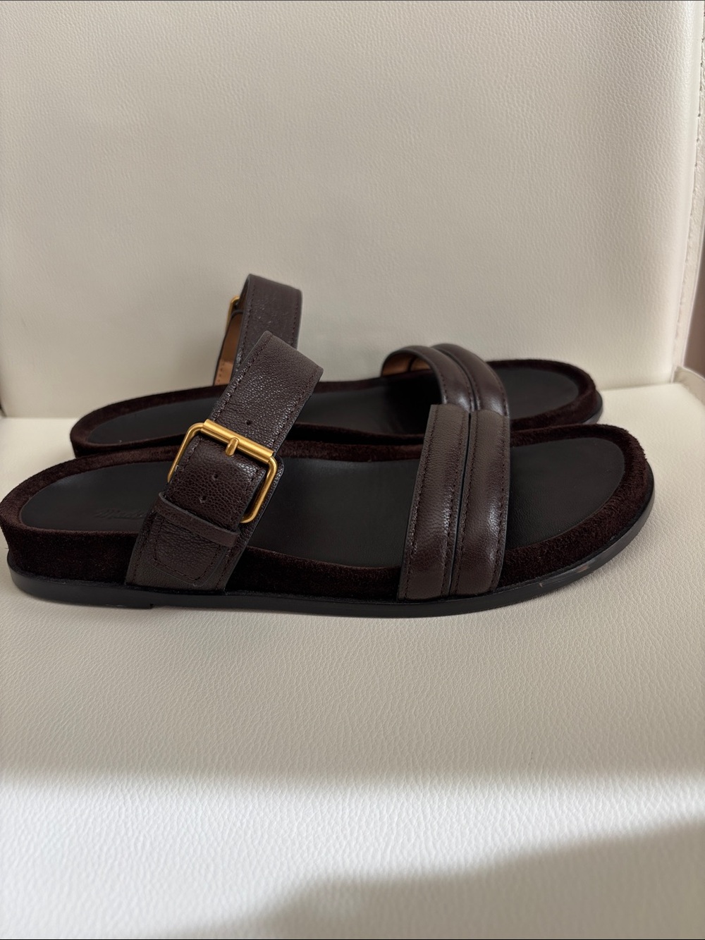 Madewell women’s Brown Leather Slide Sandals with Buckle 7 - Picture 2 of 7